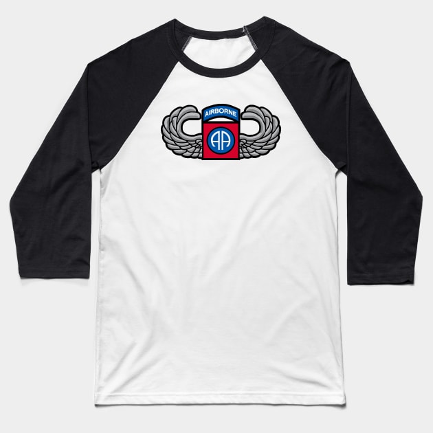 82nd Airborne Jump Wings Baseball T-Shirt by Trent Tides